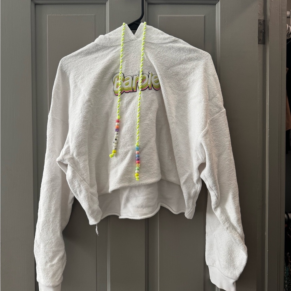 Forever 21 Barbie White Hoodie with Neon Details